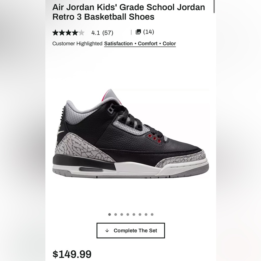 Air Jordan Retro 3 Kids' Basketball Shoes